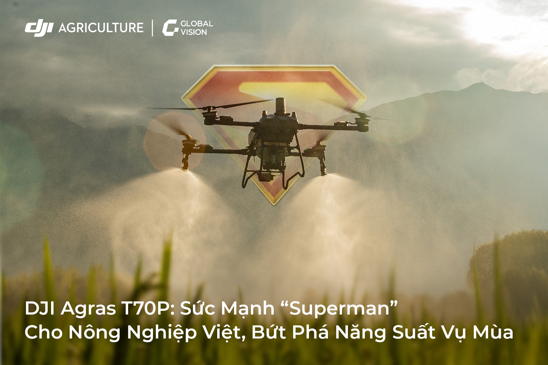 DJI Agras T70P: Sức Mạnh “Superman” Cho Nông Nghiệp Việt, Bứt Phá Năng Suất Vụ Mùa